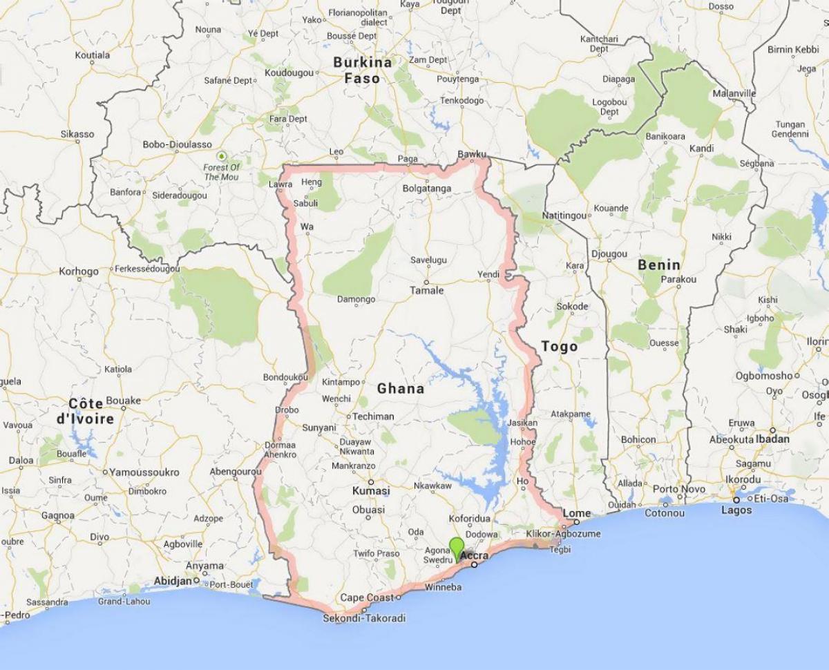 подробна карта на акра, Гана