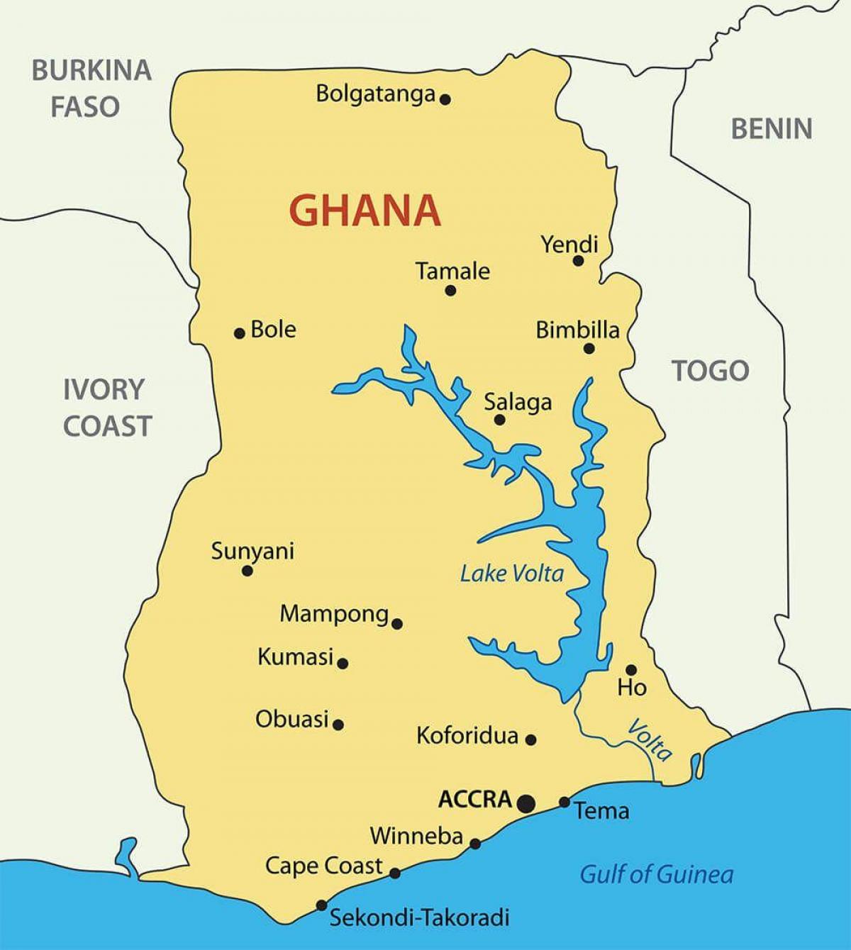Гана карта с градовете