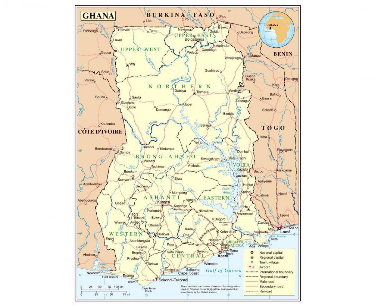 административна карта на Гана